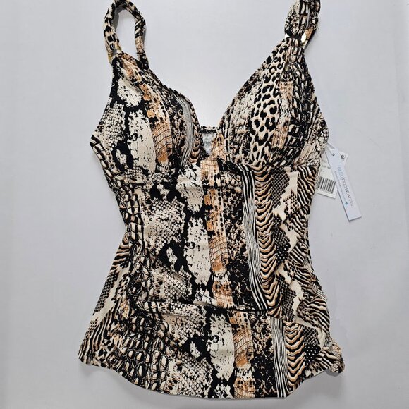 Bleu by Rod Beattie Animal-Print Halter Tankini Top Size 4 - Picture 5 of 8